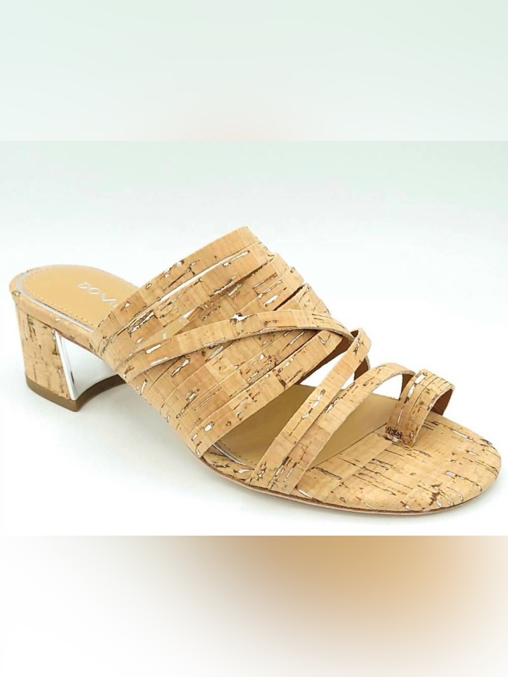 Donald Pliner Marlow Metallic cork Slide Sandal Strappy - Sand - size 8.5M